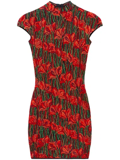 Pucci Fiore Di Loto Jacquard Minidress In Red