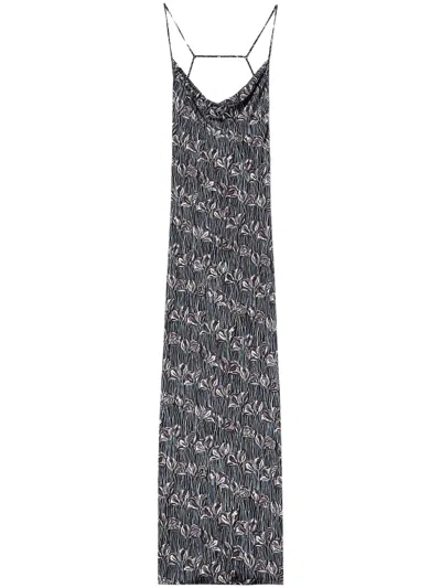 Pucci Fiori Di Loto-print Long Dress In Black