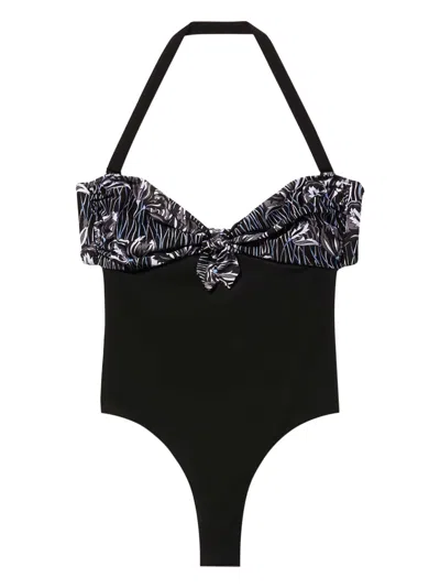 Pucci Fiori Di Loto-print Swimsuit In Black