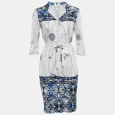 Pre-owned Pucci Firenze White Printed Silk Short Dress S