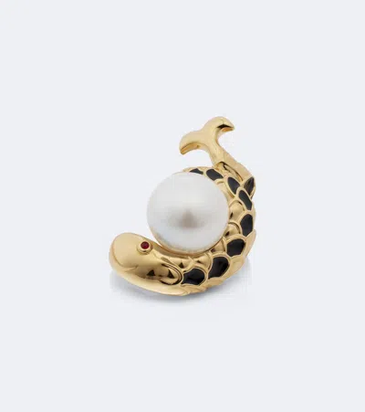 Pucci Fish Embellished Enamel Ring In Gold