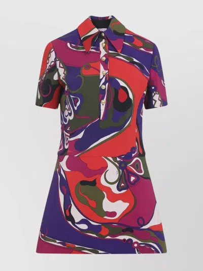 PUCCI FITTED WAIST MINI DRESS WITH BUTTON ACCENTS