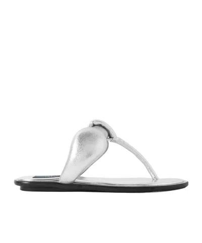 Pucci Padded Metallic Leather Sandals In Silver