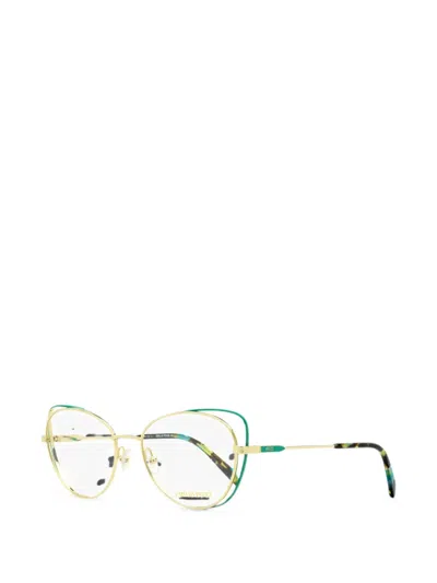 Pucci Floating-rim Oval-frame Glasses In Gold