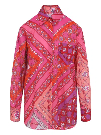 Pucci Floral-patchwork Cotton Shirt In Pink