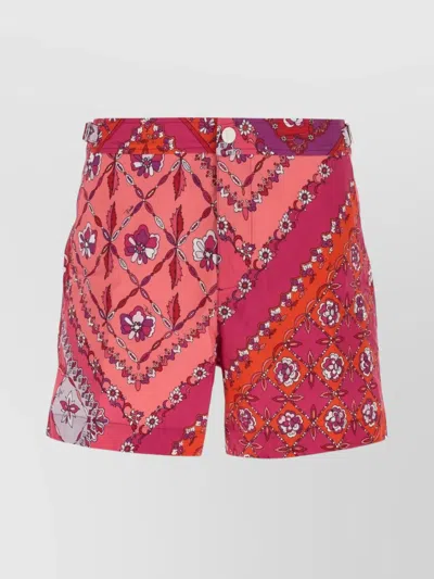PUCCI FLORAL PATTERN SWIM TRUNKS AND POCKETS