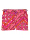 Pucci Floral-patterned Diagonal-stripe Swim Shorts In Multi