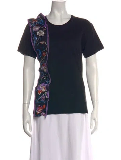 Pre-owned Pucci Floral Print Crew Neck T-shirt In Black