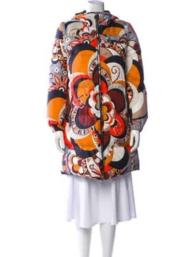 Pre-owned Pucci Floral Print Down Coat In Multi
