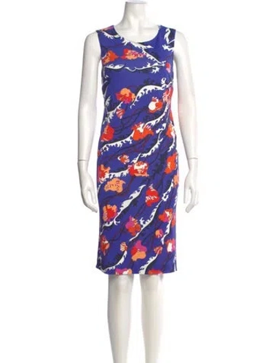 Pre-owned Pucci Floral Print Knee-length Dress In Blue