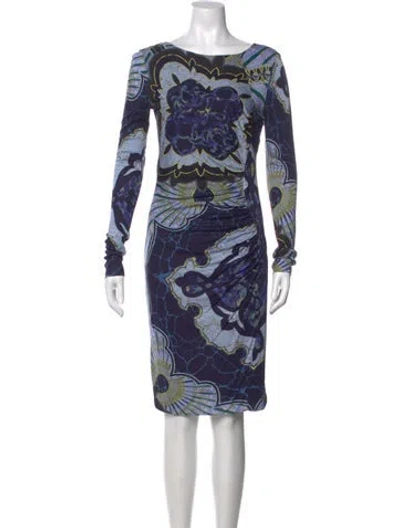 Pre-owned Pucci Floral Print Knee-length Dress In Blue