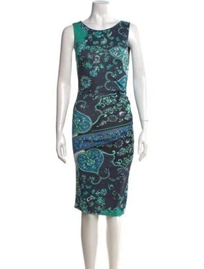Pre-owned Pucci Floral Print Knee-length Dress In Blue