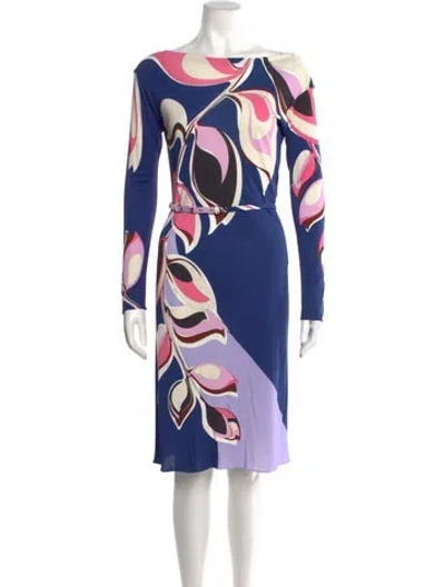 Pre-owned Pucci Floral Print Knee-length Dress W/ Tags In Blue
