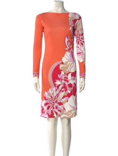 Pre-owned Pucci Floral Print Knee-length Dress W/ Tags In Orange