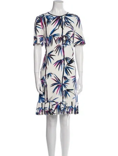 Pre-owned Pucci Floral Print Knee-length Dress In White