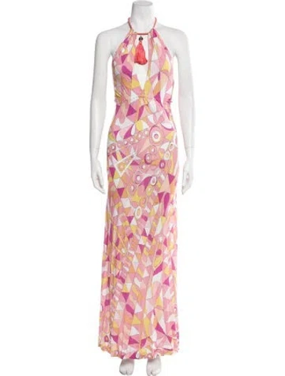 Pre-owned Pucci Floral Print Long Dress In Pink