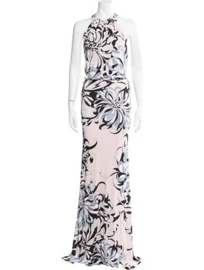 Pre-owned Pucci Floral Print Long Dress W/ Tags In Gray