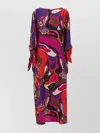 Pucci Floral Print Long Kaftan Bow Detail In Multi