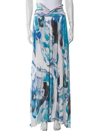Pre-owned Pucci Floral Print Long Skirt In Blue