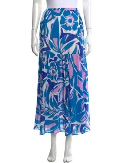 Pre-owned Pucci Floral Print Long Skirt In Blue