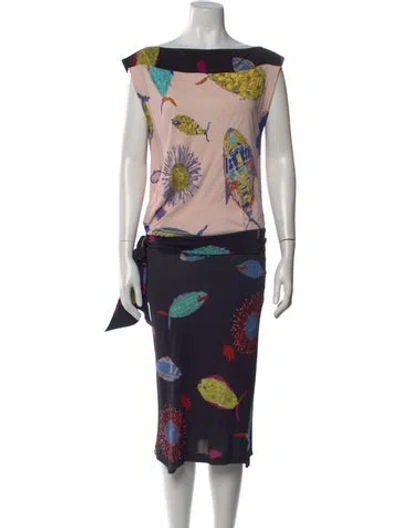 Pre-owned Pucci Floral Print Midi Length Dress In Black