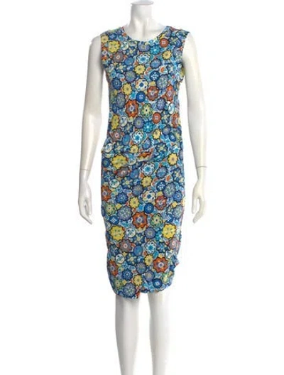 Pre-owned Pucci Floral Print Midi Length Dress In Blue