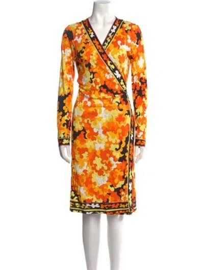 Pre-owned Pucci Floral Print Midi Length Dress In Orange