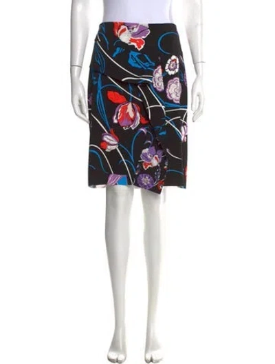 Pre-owned Pucci Floral Print Midi Length Skirt In Black