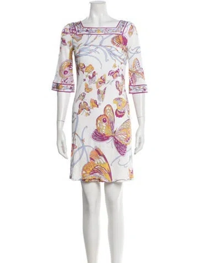 Pre-owned Pucci Floral Print Mini Dress In White