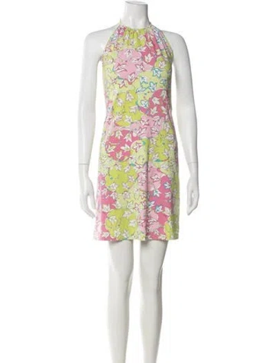 Pre-owned Pucci Floral Print Mini Dress In Yellow