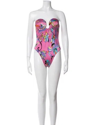 Pre-owned Pucci Floral Print One-piece In Pink