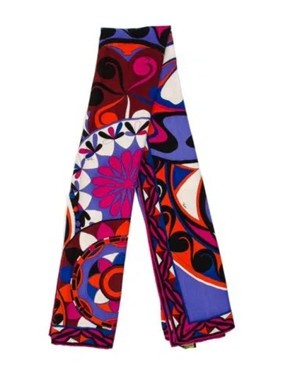 Pre-owned Pucci Floral Print Scarf In Blue