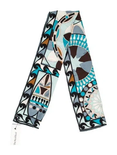Pre-owned Pucci Floral Print Scarf In Blue