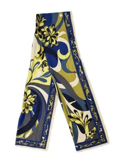 Pre-owned Pucci Floral Print Scarf In Blue