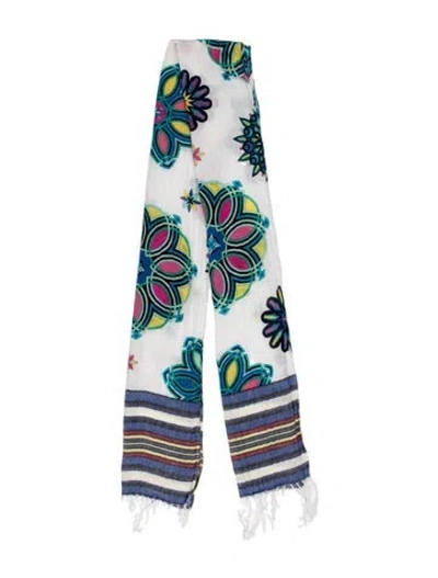 Pre-owned Pucci Floral Print Scarf In White