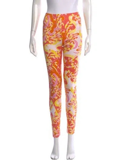 Pre-owned Pucci Floral Print Skinny Leg Pants In Pink