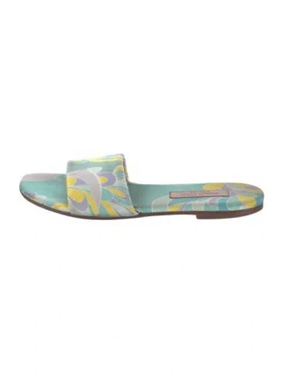 Pre-owned Pucci Floral Print Slides In Green