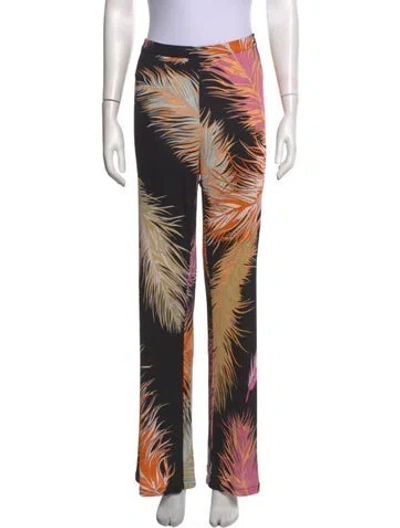 Pre-owned Pucci Floral Print Straight Leg Pants In Black