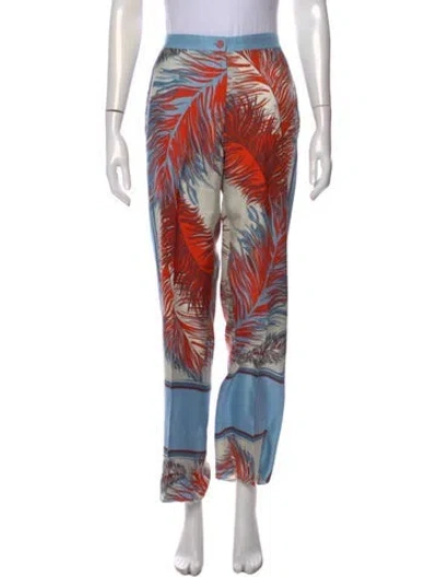 Pre-owned Pucci Floral Print Straight Leg Pants In Blue