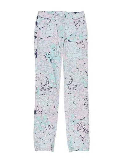 Pre-owned Pucci Floral Print Straight Leg Pants In Blue