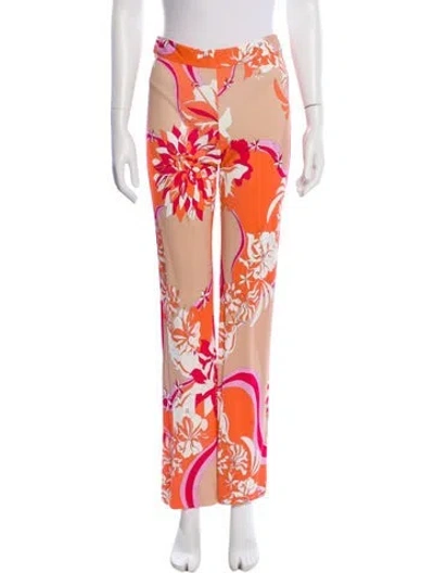 Pre-owned Pucci Floral Print Straight Leg Pants In Pink