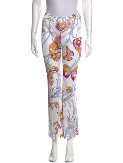 Pre-owned Pucci Floral Print Straight Leg Pants In White