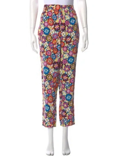 Pre-owned Pucci Floral Print Straight Leg Pants In Yellow