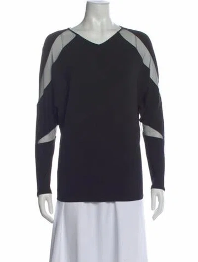 Pre-owned Pucci Floral Print Tie Neck Top In Black
