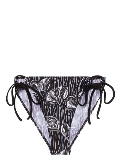 Pucci Floral Print Tied Bikini Bottom In Black