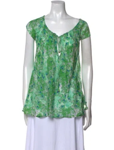 Pre-owned Pucci Floral Print V-neck Blouse In Green