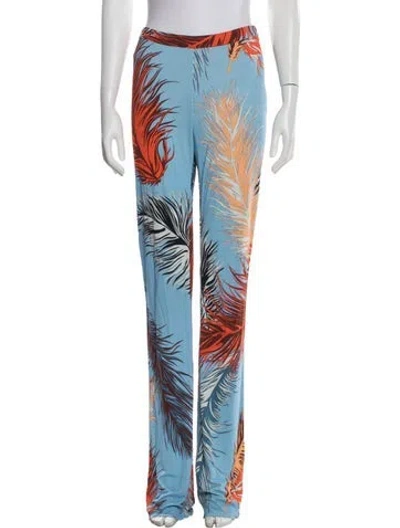 Pre-owned Pucci Floral Print Wide Leg Pants In Blue
