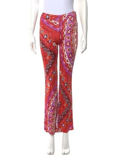 Pre-owned Pucci Floral Print Wide Leg Pants In Red