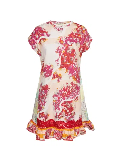 Pre-owned Pucci Floral-print Flounce Mini Dress In Neutral