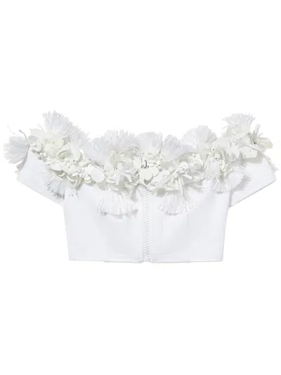 Pucci Flower-detailing Cropped Top In White